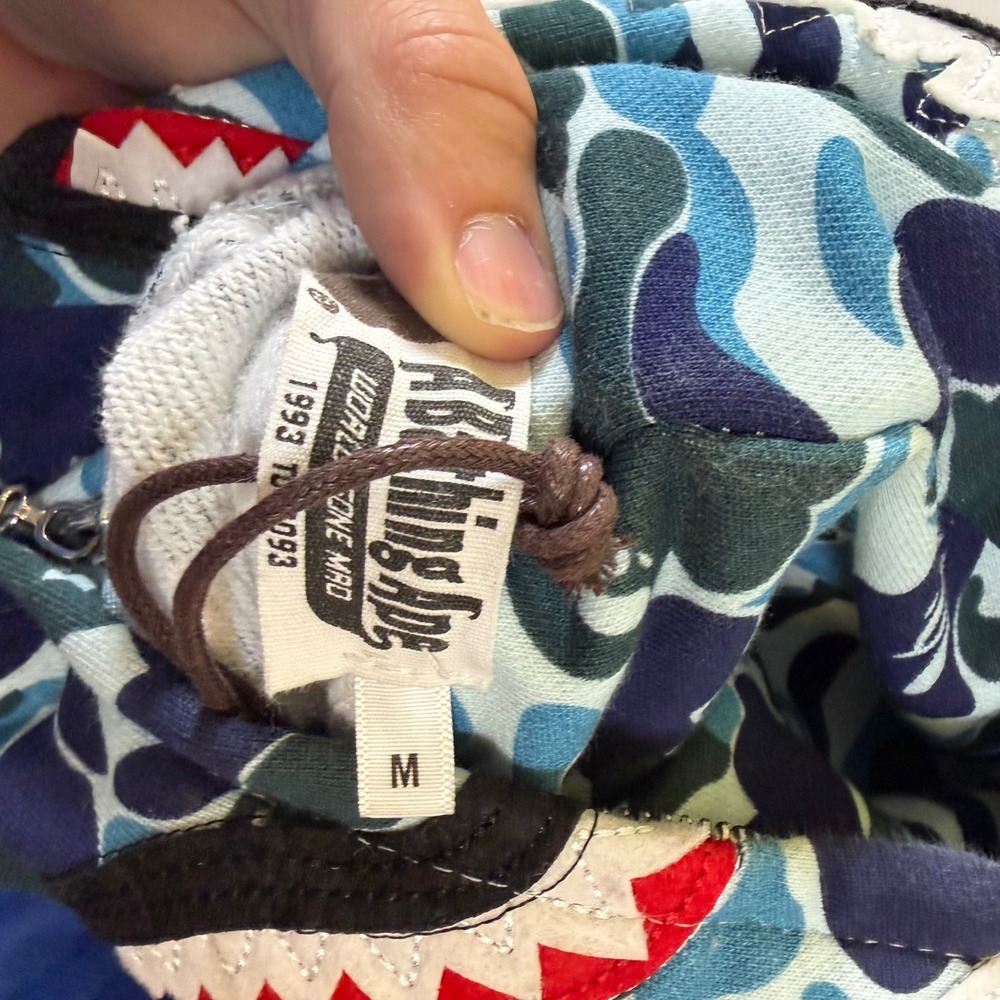 A Bathing Ape BAPE Blue Camo Shark Full Zip Hoodie Made in Japan 0012P - Picture 9 of 11